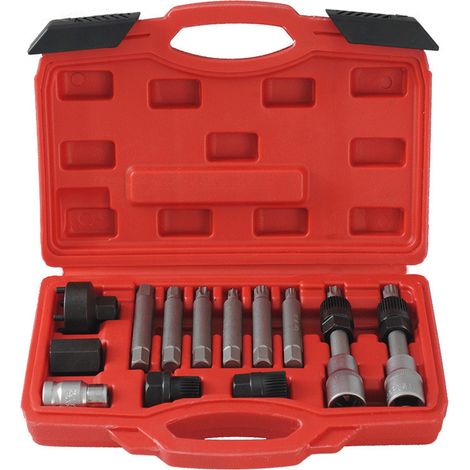 Kit de Douilles de Retrait de Poulie - 13 Pièces en Acier Chrome-Vanadium - Pour Alternateur Roue Libre et Verrouillage - Usage Garage Automobile
