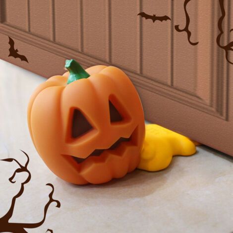 BUNTHAUS Sans trou Halloween citrouille porte aspiration main extension porte aspiration anti pincement dessin animé porte aspiration porte poignée pare chocs antidérapant anti rayures sécurité porte (1/5)