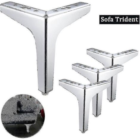 Pieds de canapé modernes en métal à motif diamant, 1/4 de pièce, pieds de remplacement pour meubles de 10/15/17 cm, compatibles avec les canapés et les chaises, argent 17 cm. (1/5)