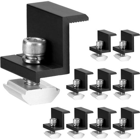 10 Solarmodulhalterungen, geeignet für Dach, Wohnmobil, Boot und Wand, 30 mm, Schwarz (1/5)