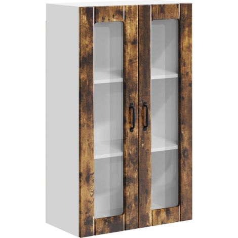Maison Exclusive - Mobile in vetro da parete LUCCA Rovere Fumo 60 x 31 x 100 cm