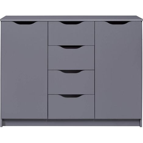 JENNY - Meuble 2 Portes 4 Tiroirs Coloris Anthracite (1/5)