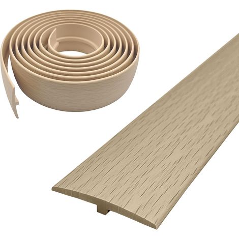 Profilé de transition, profilé en T auto-adhésif, 5 × 300 cm, barre de seuil en PVC, couvercle plat pour seuils de porte et sols de raccordement de carreaux stratifiés (érable, 5 cm × 3 m) (1/5)