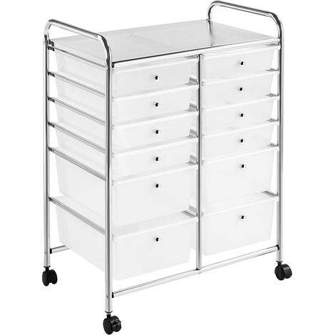 Homevive Carro Auxiliar con Ruedas Carrito de almacenamiento Cocina con 12 Cajones Carrito Organizador para Baño Salon Dormitorio Cocina Blanco (1/5)