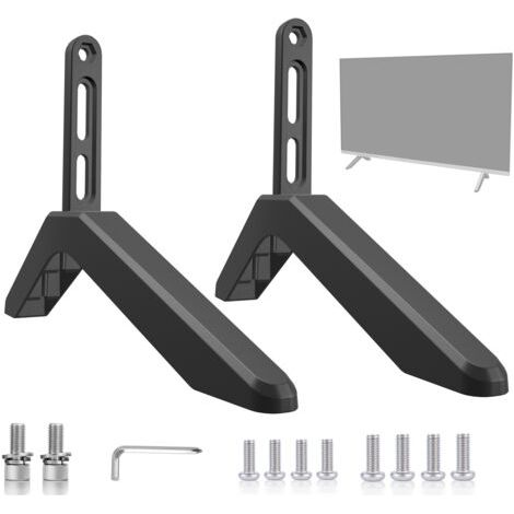 QORVA-Pieds de Support TV Universels, Support TV pour Téléviseurs de 32 à 75 Pouces, Base Stable avec Réglage de L'inclinaison, Compatible avec Samsung, LG, Sony, etc. Écrans Plats, Incurvés