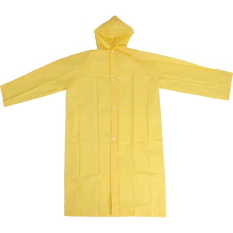 Imperméable léger en EVA avec capuche jaune et manches longues pour adultes, idéal en cas d'urgence en extérieur. (1/5)