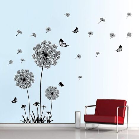 PA Löwenzahn und Schmetterling Wandaufkleber Schlafzimmer Wohnzimmer Büro Wanddekoration (1/5)