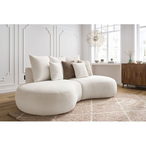 Bobochic – Canapé droit fixe 3 places tissu bouclette – Longueur 260 cm – Largeur 145 cm – Hauteur 92 cm – Confort mousse haute résilience (1/5)