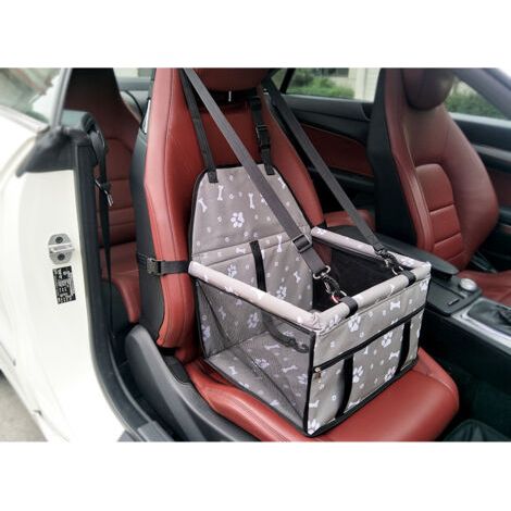 Sièges Auto pour Chiens, Siège Arrière de Voiture avec Ceinture de Sécurité Imperméable Hamac de Transport Chien Voiture Housse de rehausseur en Durable Oxford, 40 34 25cm(Gris) (1/5)