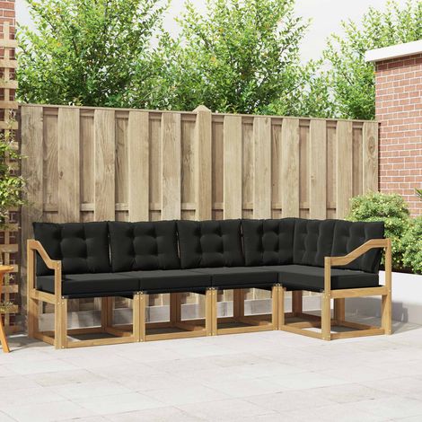 vidaXL Outdoor-Sofagarnitur mit Kissen 5 pcs Weiß und Schwarz (1/5)