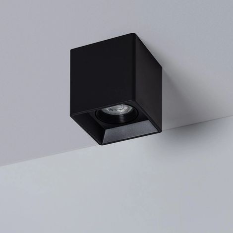 Plafonnier Space Carré Noir avec Ampoule GU10 6000K Blanc froid (1/5)