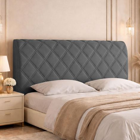 Housse de tête de lit - Anti-poussière - Extensible - Pour tête de lit rembourrée - Pour chambre à coucher - Gris foncé - 160 cm (1/5)