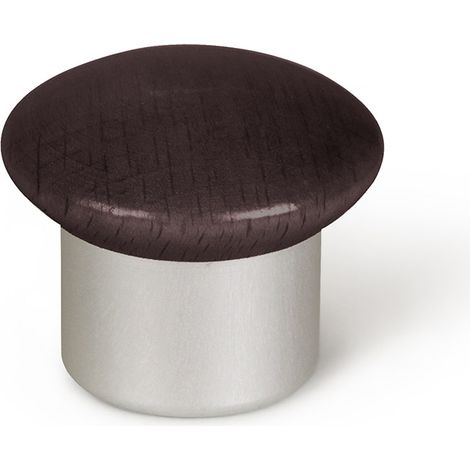Pomo de aluminio con acabado aluminio-wengué, dimensiones:30x30x25mm y Ø: 30mm -