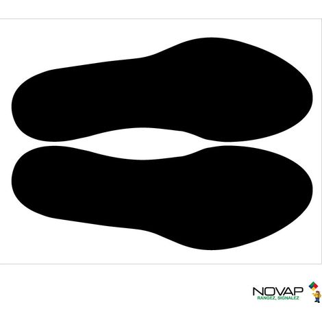 Lot de 10 adhésifs marquage au sol - Empreinte de pas noir 300 x 100mm - 4003375 (1/5)