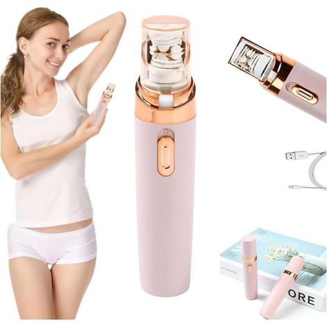 Appareil d'épilation du visage pour femmes, appareil d'épilation du visage, rasoir électrique 2 en 1 (convient au visage, aux mains et aux jambes, rechargeable) (1/5)