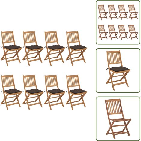 Klappbare Gartenstühle 8 Stk. mit Kissen Massivholz Akazie - Gartensessel - Klappstuhl - Gartenmöbeln - Holzsessel - Outdoor Möbel (1/5)