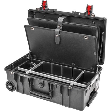 Valise à outils STIER Premium avec roulettes et poignée télescopique, apte au transport aérien, vide