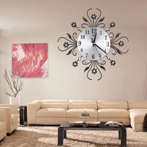 Horloge murale 3D diamants horloge éblouissante silencieuse sans coutil pour le bureau à domicile flow215 (1/4)