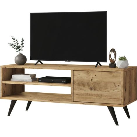 Dmora - Fernsehschrank Dpavar, Ständer für Wohnzimmerfernseher, Niedriges Wohnzimmer-Sideboard, TV-Ständerbasis, 110x40h44 cm, Eiche