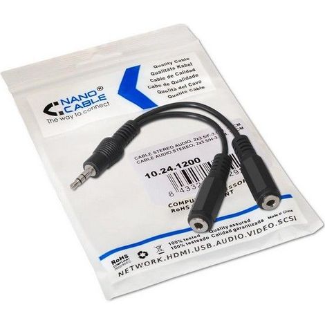Nanokabel - 15cm Miniklinke-Audio-Duplikatorkabel 2x3,5/h-3,5/m Anschluss - dupliziert Audioausgang (1/5)
