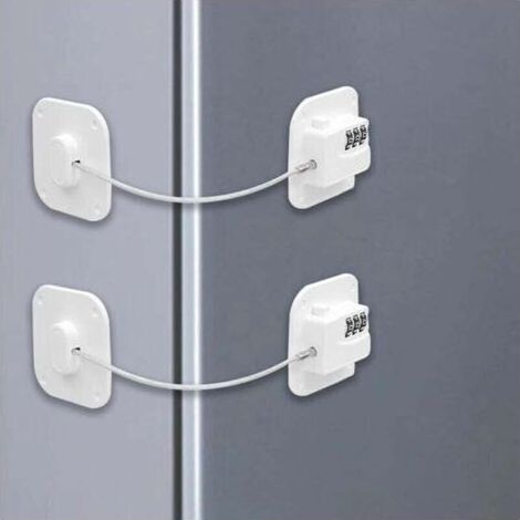 Lot de 2 Serrure Frigo avec Code, Cadenas Frigo pour Enfants, Adhésive Verrou de Réfrigérateur à Combinaison, Securite Bloque pour Porte Frigo Fenêtre Placards Armoires,DEBUNS (1/5)