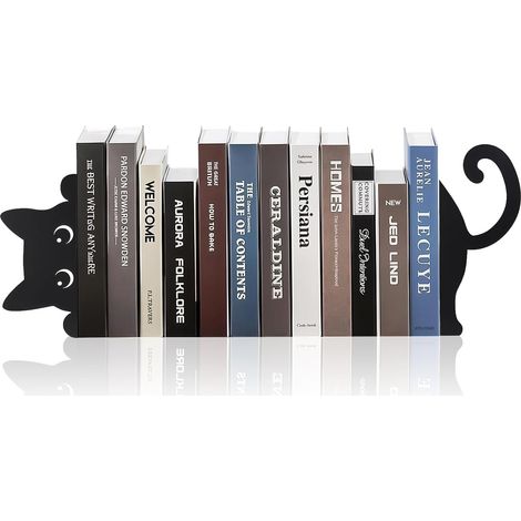 Serre Livres Métal Noir – Bookends Décoratifs Design Cache-Cache Cale Livre Support Livres Stable pour Bibliothèque, Bureau, Chambre Enfant – Serre Livres Modernes Gain de Place en Fer