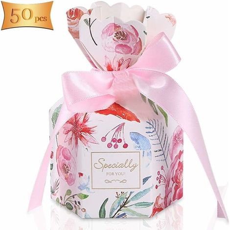 Hochzeitsbonbonbox, 50-teilige Geschenkbox, Schokoladengeschenkbox, kleine Schmuckgeschenkbox, Hochzeitsbonbonboxen für Hochzeitsfeier und Jahrestag – Stil B – Fei Yu