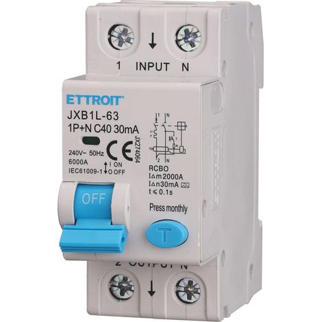 ETTROIT interruttore Magnetotermico Differenziale 1P+N 40A 30mA 220V-6KA CLASSE A - JX274064