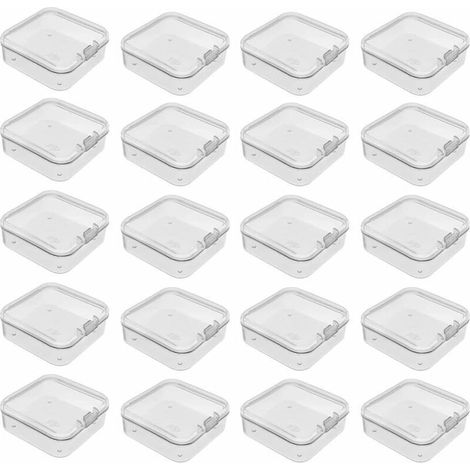 Petite boîte de 20 pièces avec couvercle à charnière, conteneur de stockage de perles, conteneur de stockage en plastique pour objets, pilules, herbes, petites perles, accessoires de bijoux et autres (1/4)