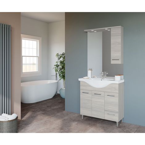 Savinidue Mobile Bagno Completo Venere Rovere Grigio 106x50x191 cm (1/7)