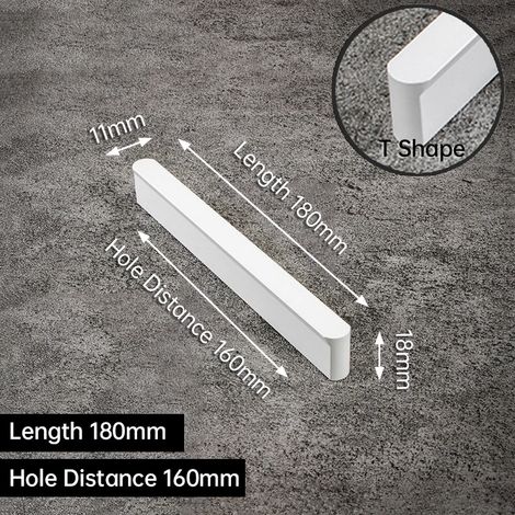 (T-160 mm, lot de 2) Poignées de meuble blanches en alliage d'aluminium, accessoires de quincaillerie (1/3)