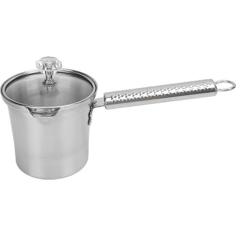 Pichet à lait en acier inoxydable multifonctionnel, à long manche, avec couvercle, pour mousser le lait, le café et le thé. (1/4)