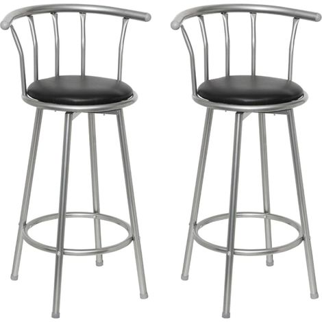 Barhocker 2 Stk. Schwarz Kunstleder