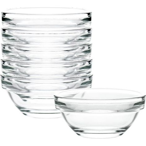 Transparente Glasschälchen (44 ml), Mini-Gewürzschälchen (geeignet für Salz und Gewürze), spülmaschinenfest, stapelbar, 6er-Set (1/2)