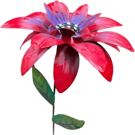 Piquet de jardin en fer pour fleurs - Bâtonnet robuste, léger et réaliste, idéal pour décorer allées, pelouses et jardins extérieurs.-Red