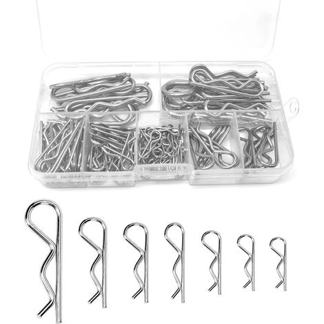 110 Pièces Kit Goupilles Fendues & R Clips Goupilles Acier 304 Anti-rouille, Adapté à Voiture/Camion/Machine (1/5)