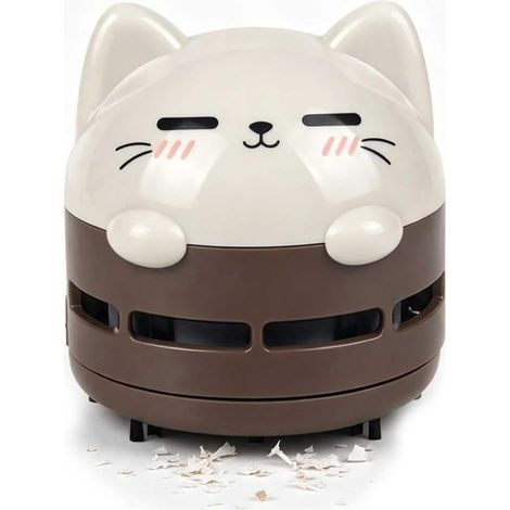 Mini aspirateur de Table, Aspirateur de Table, Mini Nettoyeur de Bureau, Aspirateurs de Bureau Mignon, Mignon aspirateurs de Bureau pour la Maison, Le Bureau, Les Voitures(Brun) (1/5)