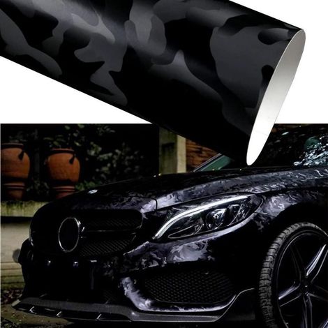 Autofolie Camouflage Schwarz Glänzend Matt mit Luftkanälen für Auto, Motorrad (1/5)