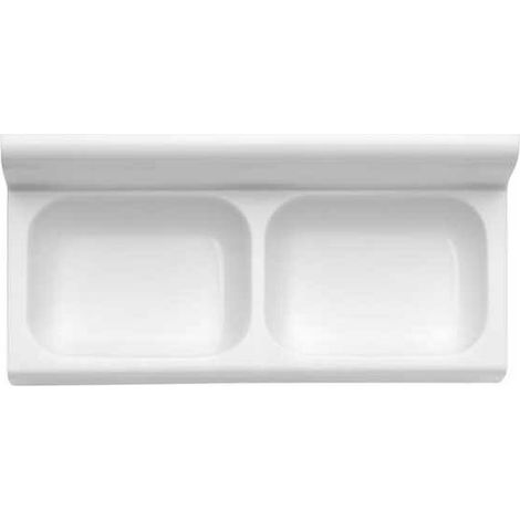 Porte-savon mural 16 x 6 cm – Plastique antidérapant – Fixation adhésive et chevilles incluses – 2 emplacements – Blanc – Eliplast