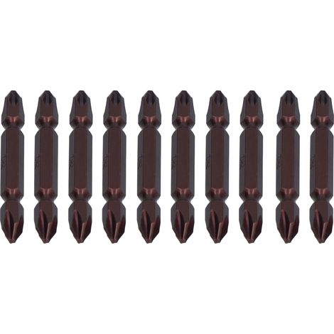 Jeu de 10 embouts de tournevis magnétiques Phillips à double extrémité, tige hexagonale de 6,35 mm (1/4 pouce), embouts PH2 (1/5)