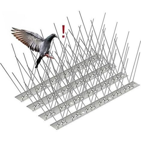 Pic Anti-Pigeon in Stainless steel 1 Meters, Pack of 4 Spike Anti-Birds for Effrayer Pigeons, Crows, Moineaux, Cats, Environmentally of Animals Pic Anti Birds (1/5)