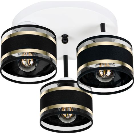 Plafoniera bianca con paralumi, in metallo industriale, 3xE27, illuminazione LED moderna per soggiorno, cucina, camera da letto, cameretta dei bambini, loft (1/5)