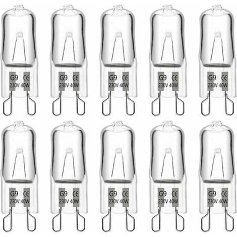 Ampoule halogène G9 40W 230V – 480 lm – 2900K blanc chaud dimmable – Lot de 10 – Angle d'éclairage 360° pour lustres et appliques murales - 480LM (1/5)