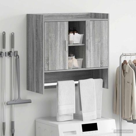 Étagère murale de rangement avec portes en bois d’ingénierie Sonoma gris 80 x 36 x 80 cm - PANGIVO (1/5)
