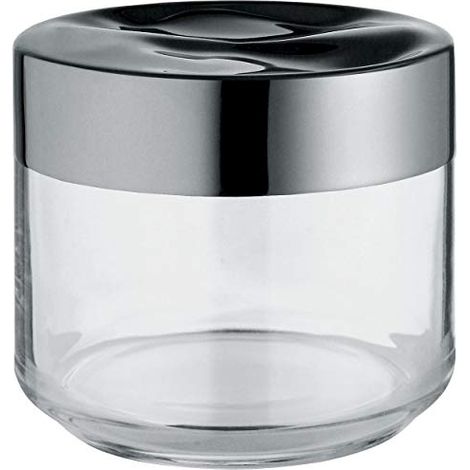 Alessi Julieta LC07 - Barattolo Ermetico da Cucina di Design, Corpo in Vetro con Coperchio in Acciaio Inossidabile 18/10, 50 cl (1/4)