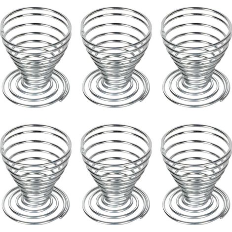 6 supports à œufs en spirale ressort en fil d'acier inoxydable, lot de 6, présentoirs à œufs élégants pour cuisson et service, robustes et durables (1/5)
