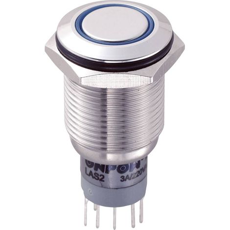 TRU COMPONENTS 701896 LAS2GQF-22ZE/B/12V/S/P Interruttore antivandalo 250 V/AC 3 A 2 x On / On Permanente Blu 1 pz. (1/3)