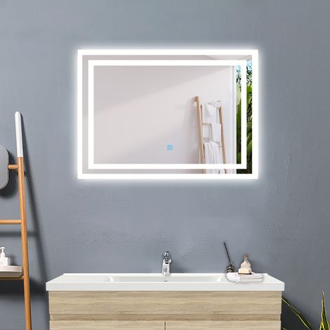 LED Spiegel Badspiegel mit Beleuchtung Wandspiegel mit Touchschalter IP44 60x50cm Kaltweiß 6000k (1/5)