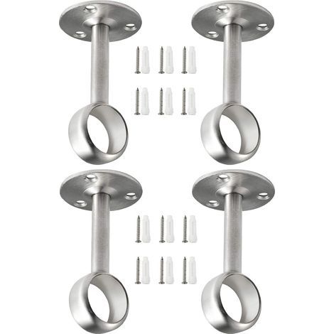 4-teiliges Set, robuste silberne Kleiderstangenhalterung, Duschvorhangstangenhalterung, Deckenhalterung, Kleiderstangenhalterung (1/5)