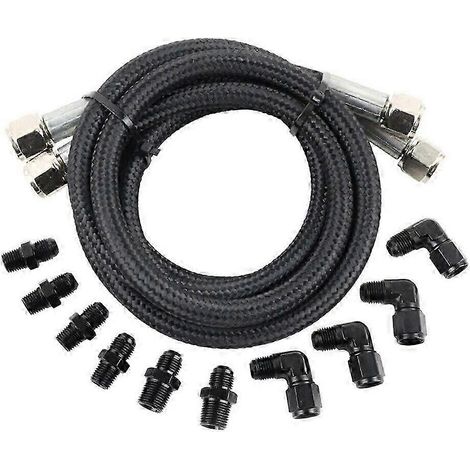 Durite de refroidissement de transmission AN6 tressée en nylon, compatible avec les transmissions TH350, 700R4 et TH400, longueur 132 cm (52 pouces), raccords de qualité. WHBYV (1/4)